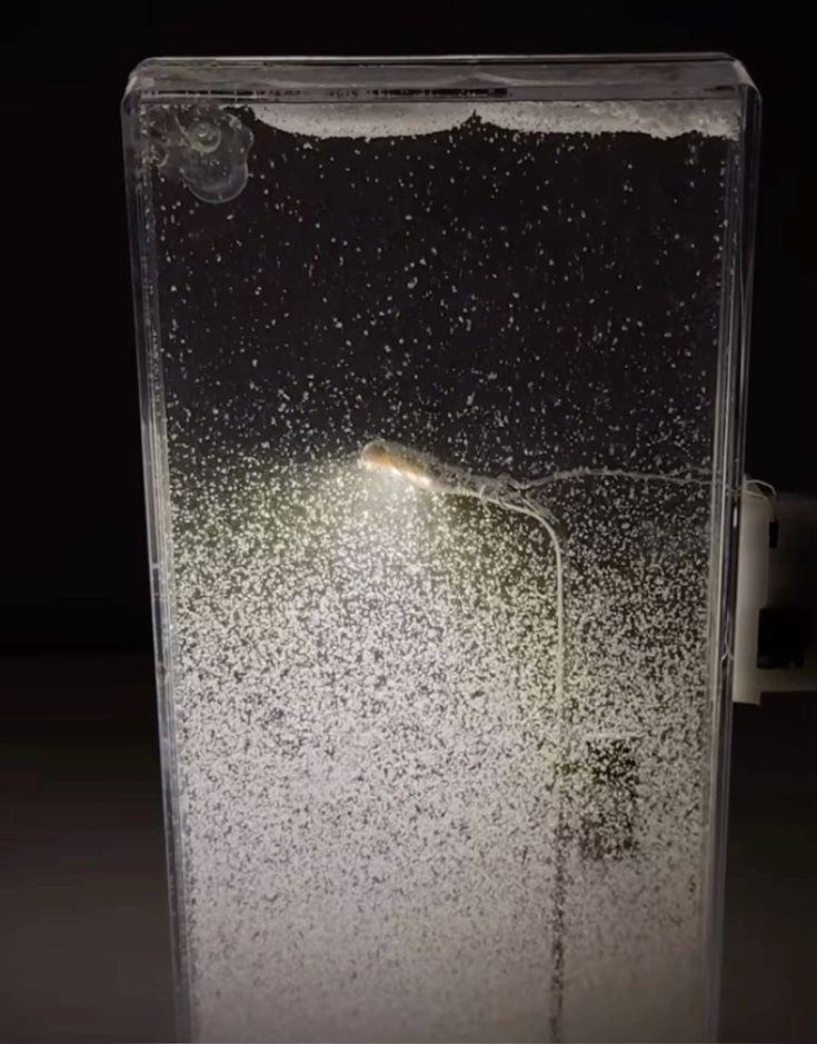 The "City Under Snow" Lightbox is a decorative LED lamp with a snowfall effect